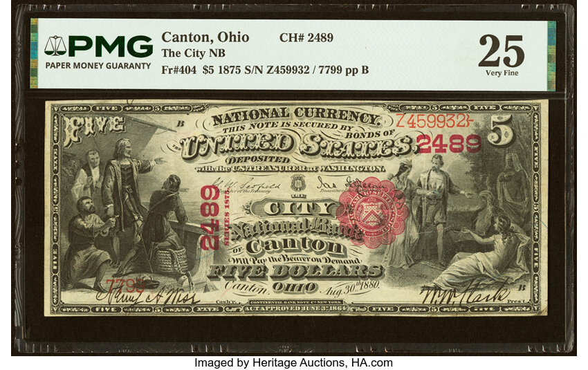 1875 $5  1st Charter Period, Scalloped Seal (Fr. 404) thumbnail 2