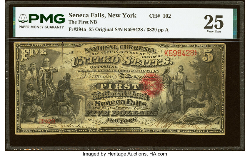 Original $5  1st Charter Period, Seal With Rays (Fr. 394a) thumbnail 4