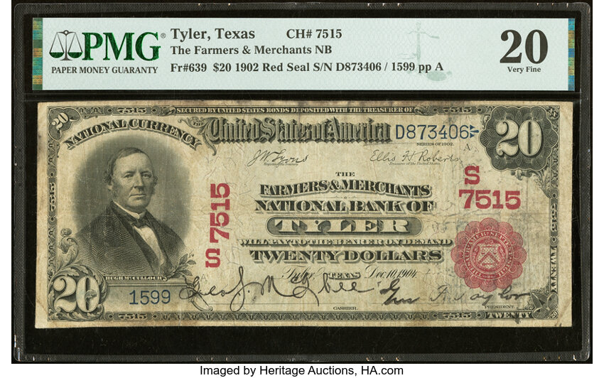 1902 $20  3rd Charter Period, 1st Issue, Red Seal (Fr. 639) thumbnail 12