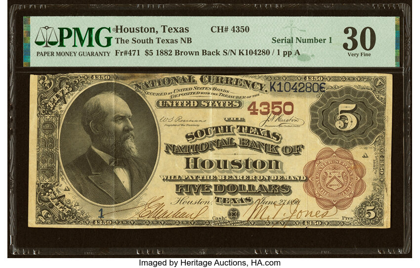 1882 $5  2nd Charter Period, 1st Issue, Brown Back (Fr. 471) thumbnail 12