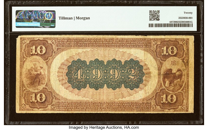 1882 $10  2nd Charter Period, 1st Issue, Brown Back (Fr. 487) thumbnail 12