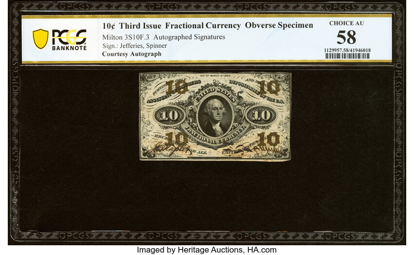  10c Head of George Washington (Fr. 1255) thumbnail 3