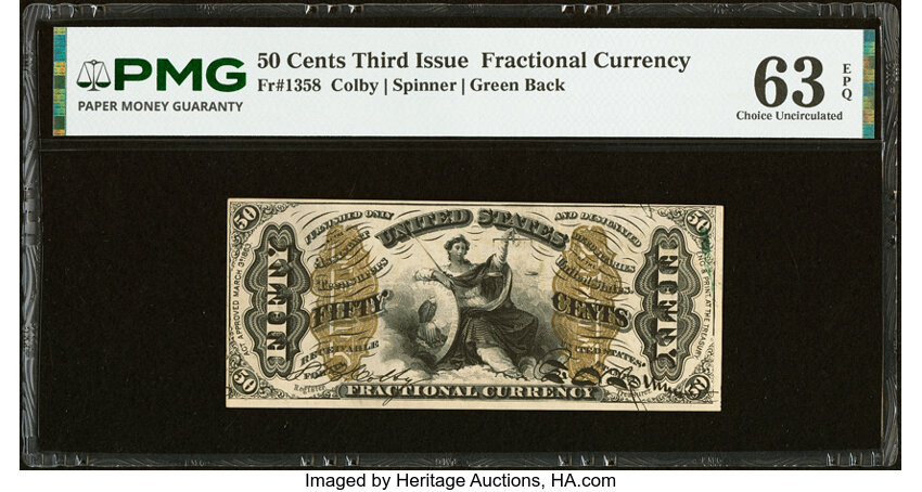 50c Seated Figure of Justice (Fr. 1358) thumbnail 3