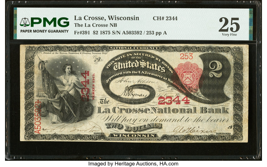 1875 $2  1st Charter Period, Scalloped Seal (Fr. 391) thumbnail 4