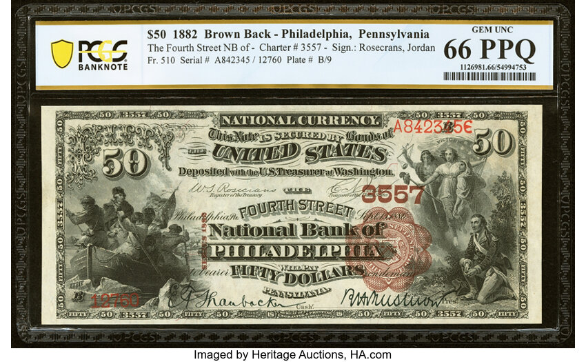 1882 $50  2nd Charter Period, 1st Issue, Brown Back (Fr. 510) thumbnail 2