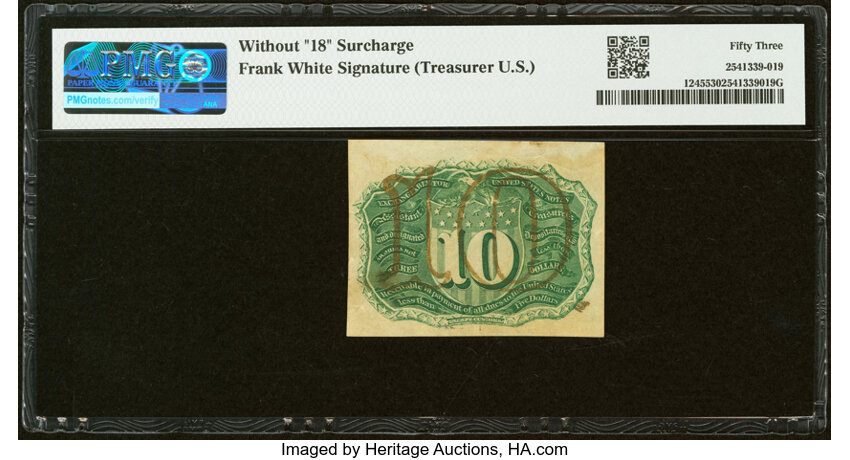  10c Head of George Washington in Bronze Oval Frame (Fr. 1245) thumbnail 11