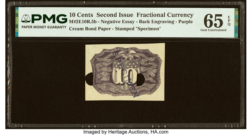 10c Head of George Washington in Bronze Oval Frame (Fr. 1244) thumbnail 4
