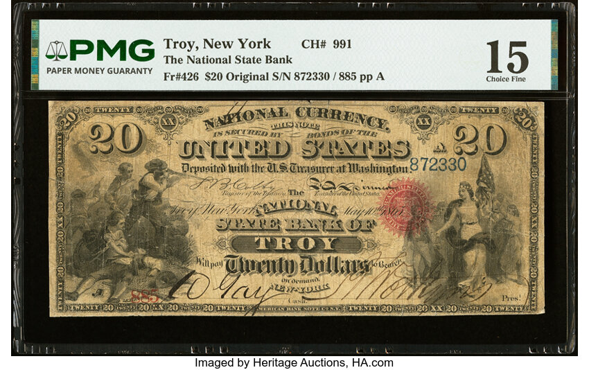 Original $20  1st Charter Period, Seal With Rays (Fr. 427) thumbnail 3