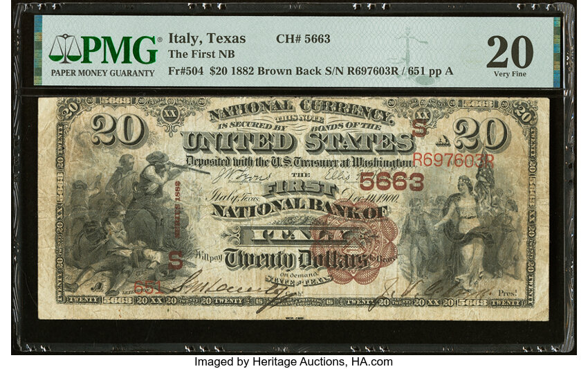 1882 $20  2nd Charter Period, 1st Issue, Brown Back (Fr. 504) thumbnail 10