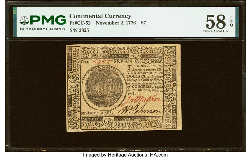 Nov 2, 1776 $7  Continental Congress (Fr. CC52) thumbnail 2