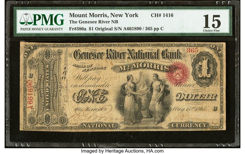 Original $1  1st Charter Period, Seal With Rays (Fr. 380a) thumbnail 9