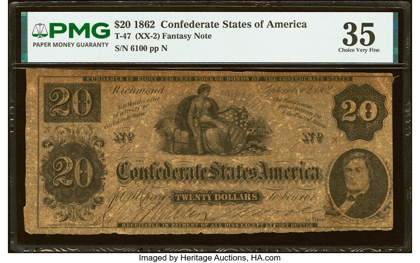 1862 $20  Fantasy/Essay Note (Fr. T47) thumbnail 2