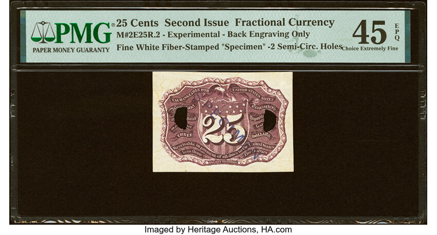  25c Head of George Washington in Bronze Oval Frame (Fr. 1283) thumbnail 7