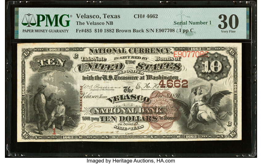 1882 $10  2nd Charter Period, 1st Issue, Brown Back (Fr. 485) thumbnail 9