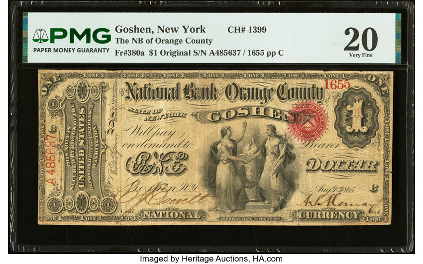 Original $1  1st Charter Period, Seal With Rays (Fr. 380a) thumbnail 8