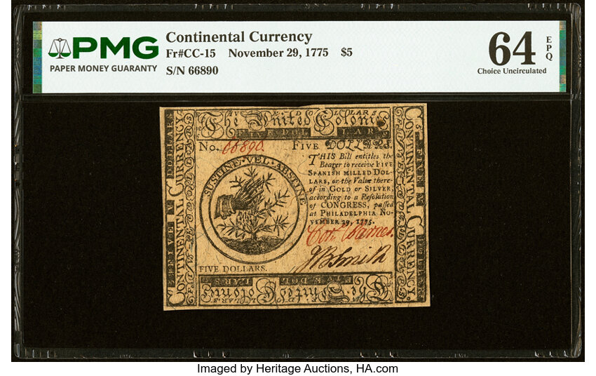 Nov 29, 1775 $5  Continental Currency (Fr. CC15) thumbnail 3