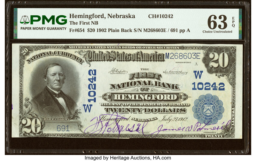 1902 $20  3rd Charter Period, 3rd Issue, Plain Back (Fr. 654) thumbnail 2