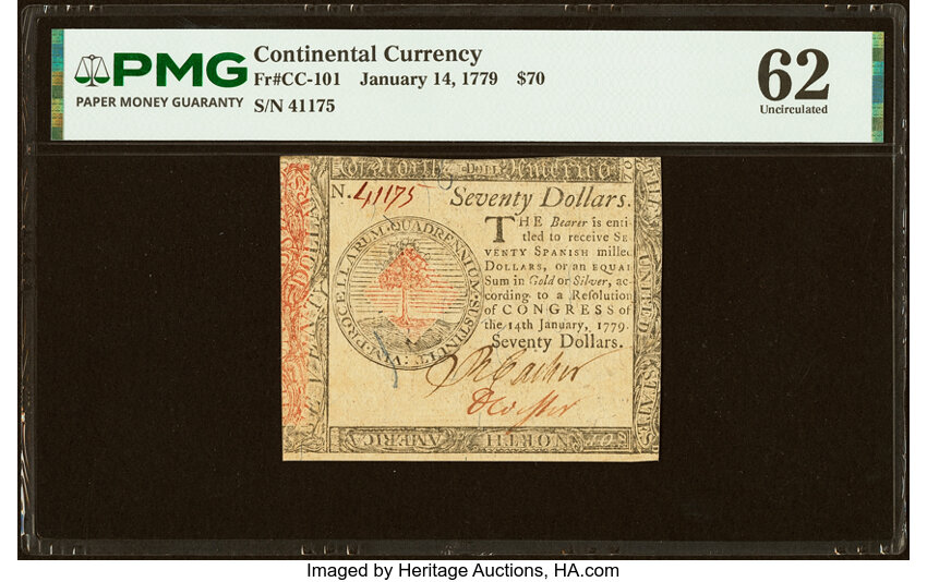 Jan 14, 1779 $70  Continental Congress (Fr. CC101) thumbnail 2