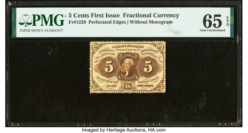  5c Jefferson Postage Stamp Obverse (Fr. 1229) thumbnail 2