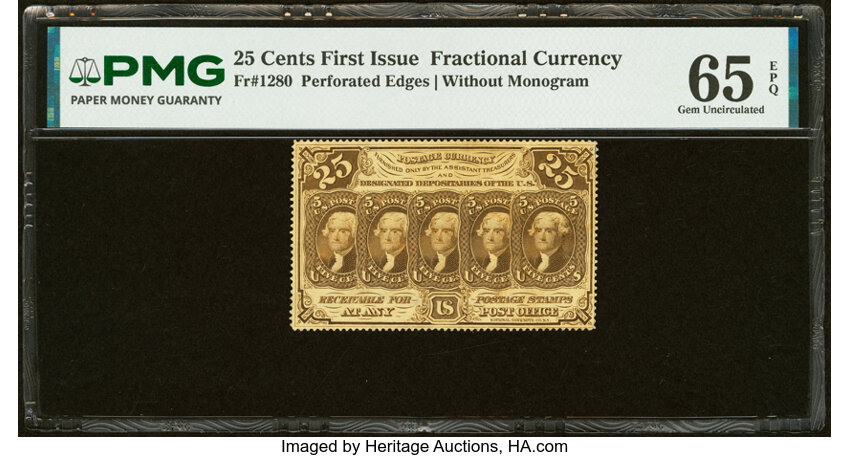  25c Five Stamps Obverse (Fr. 1280) thumbnail 2
