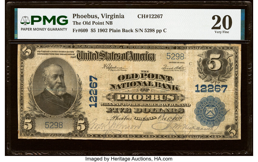 1902 $5  3rd Charter Period, 3rd Issue, Plain Back (Fr. 609) thumbnail 3