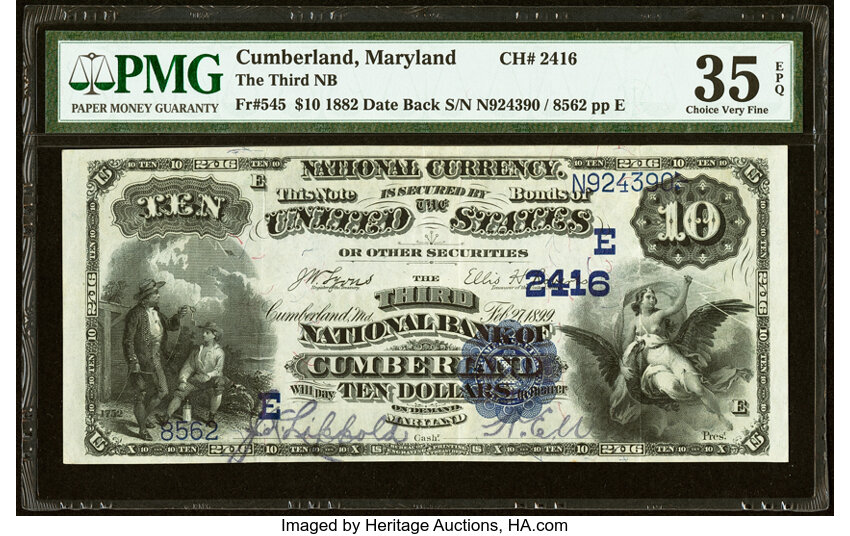 1882 $10  2nd Charter Period, 2nd Issue, Date Back (Fr. 545) thumbnail 5
