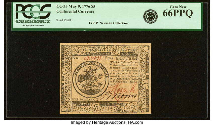 May 9, 1776 $5  Continental Congress (Fr. CC35) thumbnail 3