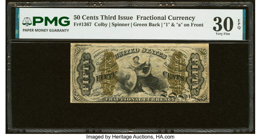  50c Seated Figure of Justice (Fr. 1367) thumbnail 2