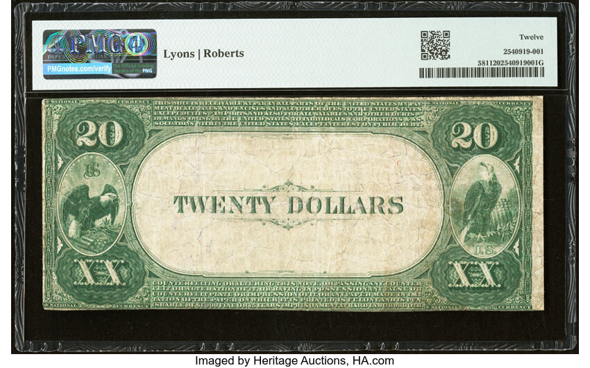 1882 $20  2nd Charter Period, 3rd Issue, Value Back (Fr. 581) thumbnail 19