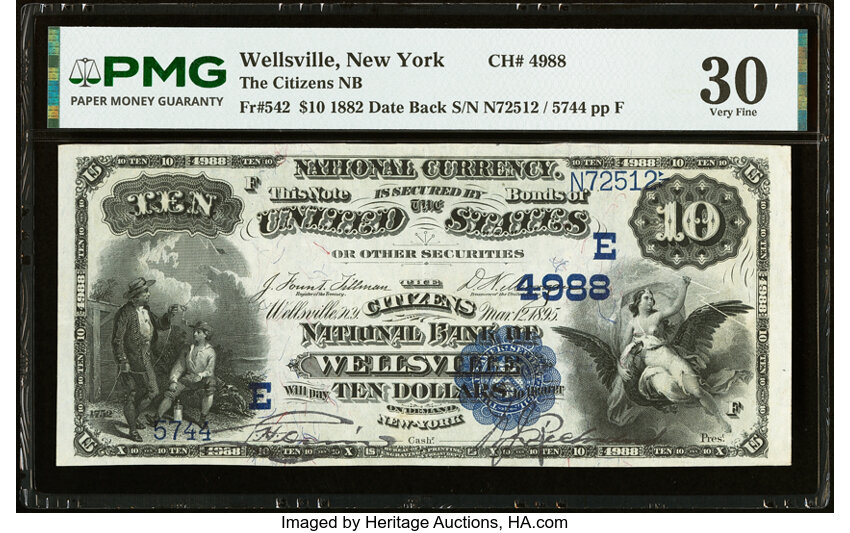 1882 $10  2nd Charter Period, 2nd Issue, Date Back (Fr. 542) thumbnail 2