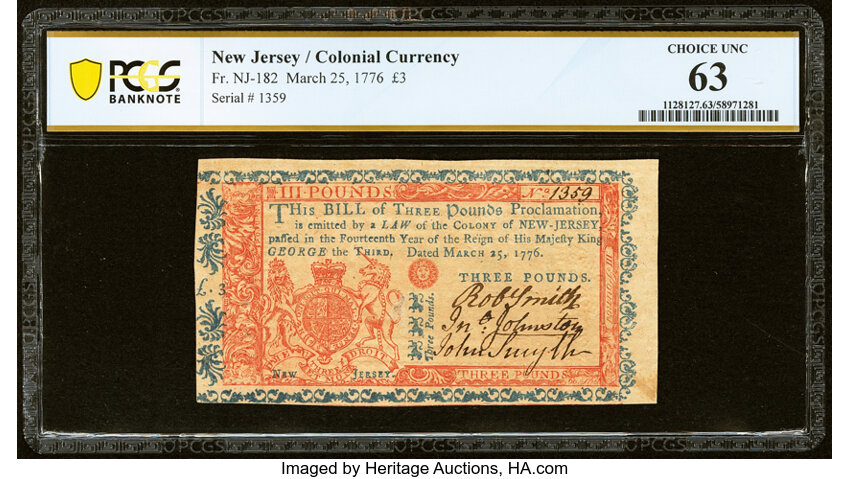 Mar 25, 1776 £3 New Jersey (Fr. NJ182) thumbnail 2