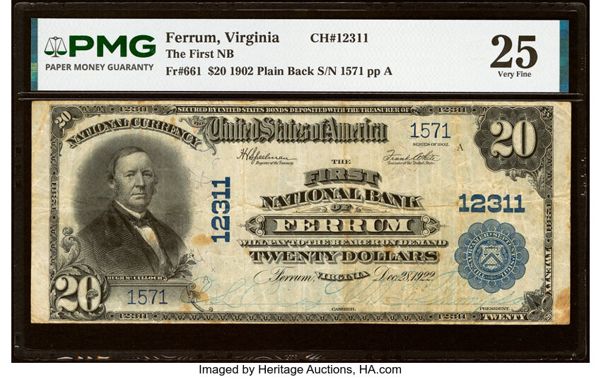 1902 $20  3rd Charter Period, 3rd Issue, Plain Back (Fr. 661) thumbnail 2