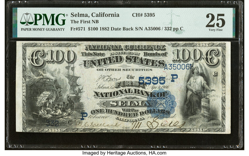 1882 $100  2nd Charter Period, 2nd Issue, Date Back (Fr. 571) thumbnail 4
