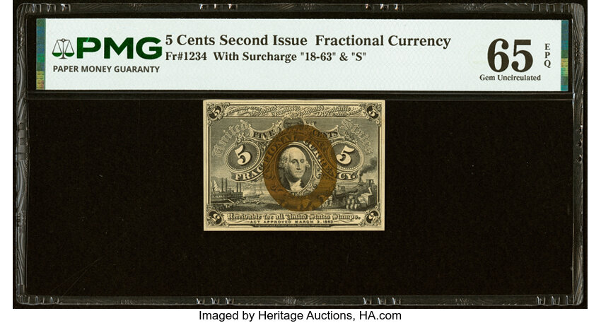  5c Head of George Washington in Bronze Oval Frame (Fr. 1234) thumbnail 2