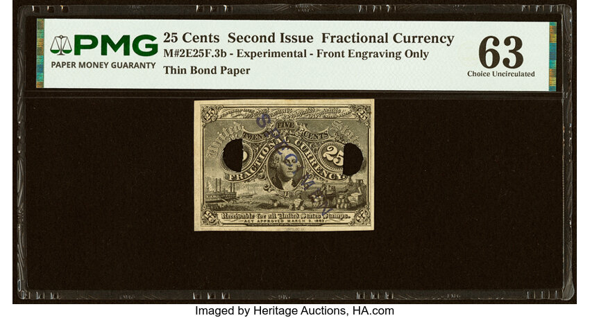  25c Head of George Washington in Bronze Oval Frame (Fr. 1283) thumbnail 17