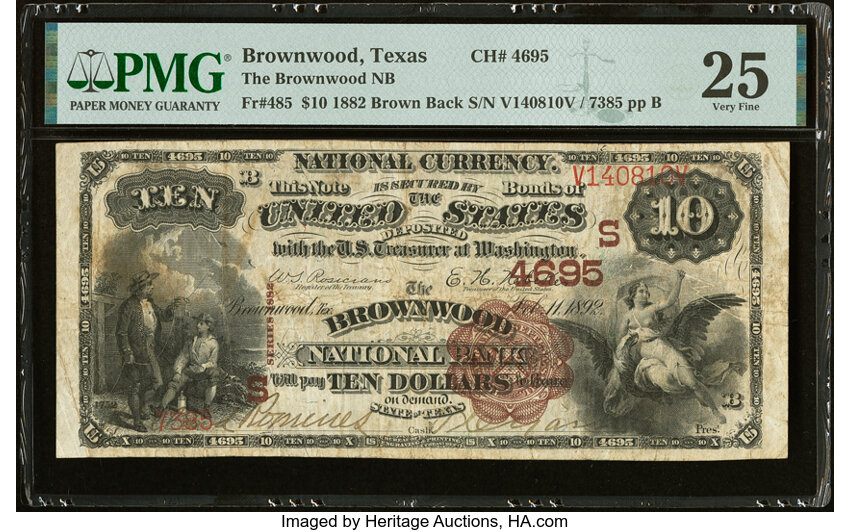 1882 $10  2nd Charter Period, 1st Issue, Brown Back (Fr. 485) thumbnail 7