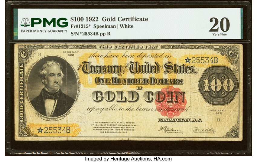 Image for 1922 $100  Replacement (Fr. 1215*)