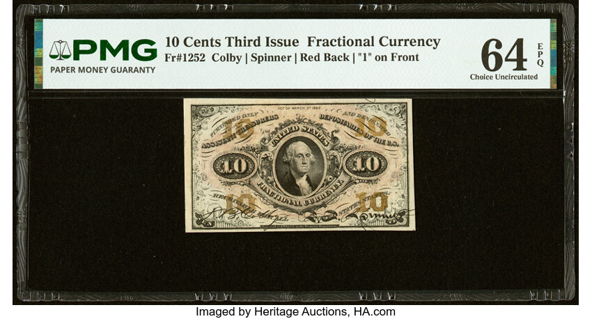  10c Head of George Washington (Fr. 1252) thumbnail 5