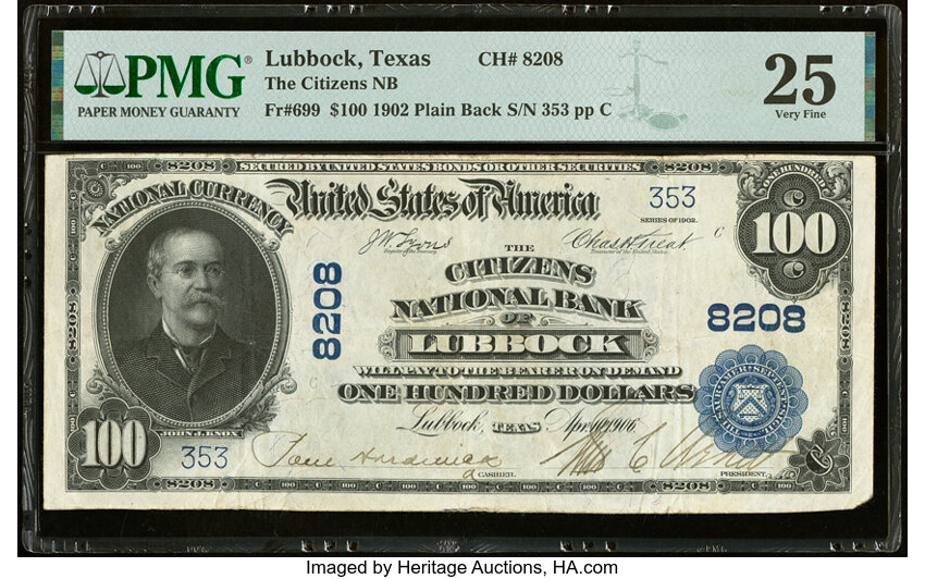 1902 $100  3rd Charter Period, 3rd Issue, Plain Back (Fr. 699) thumbnail 2