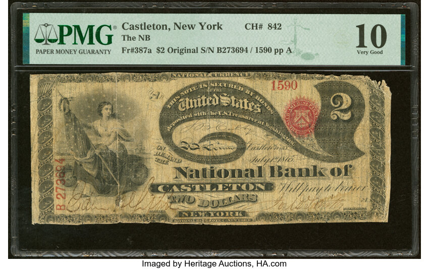 Original $2  1st Charter Period, Seal With Rays (Fr. 387a) thumbnail 6