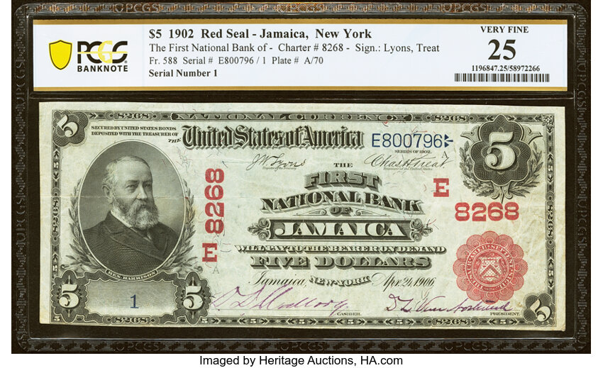 1902 $5  3rd Charter Period, 1st Issue, Red Seal (Fr. 588) thumbnail 3