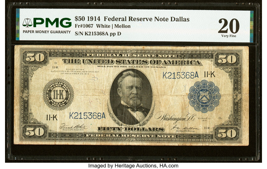 1914 $50  Blue Seal, Dallas (Fr. 1067) thumbnail 2