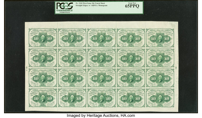  10c Washington Postage Stamp Obverse (Fr. 1242) thumbnail 3