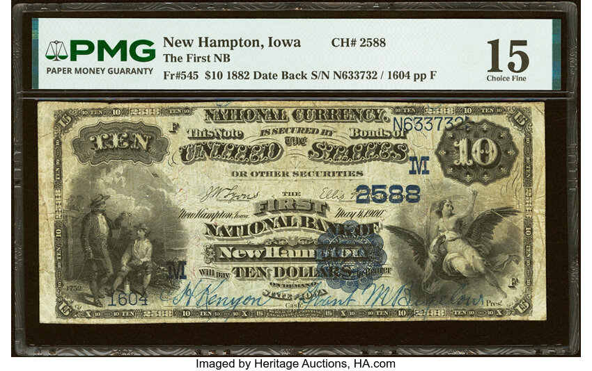 1882 $10  2nd Charter Period, 2nd Issue, Date Back (Fr. 545) thumbnail 6