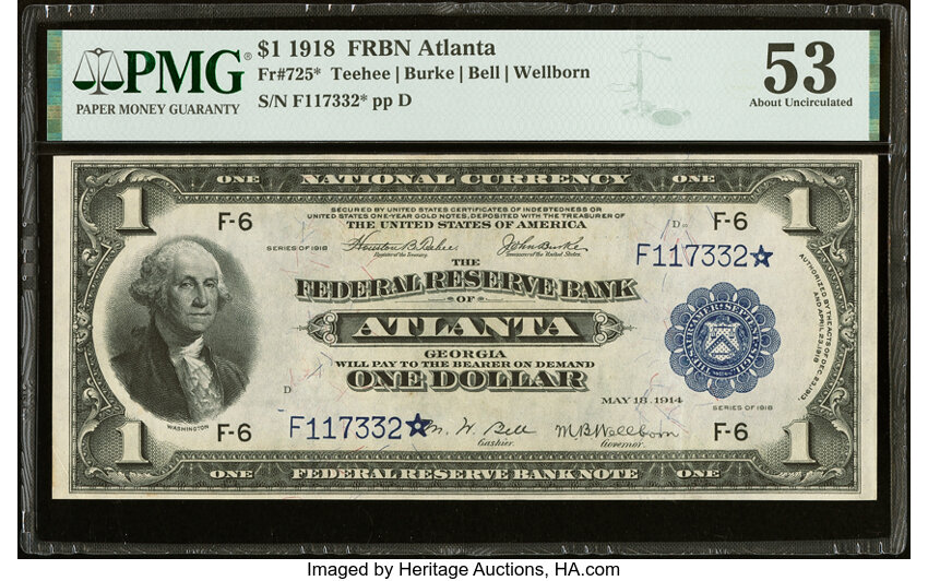 Image for 1918 $1  Atlanta, Star Replacement (Fr. 725*)
