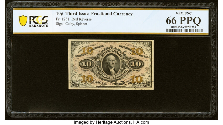  10c Head of George Washington (Fr. 1251) thumbnail 2