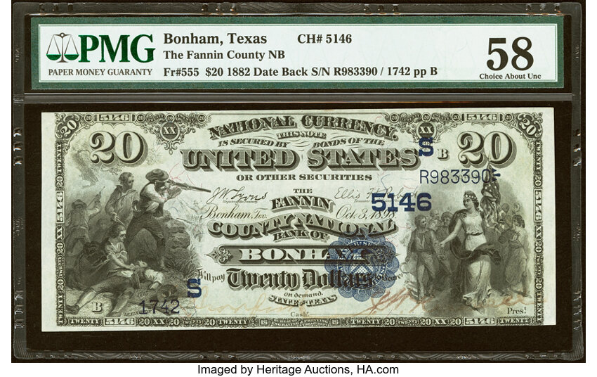 1882 $20  2nd Charter Period, 2nd Issue, Date Back (Fr. 555) thumbnail 4