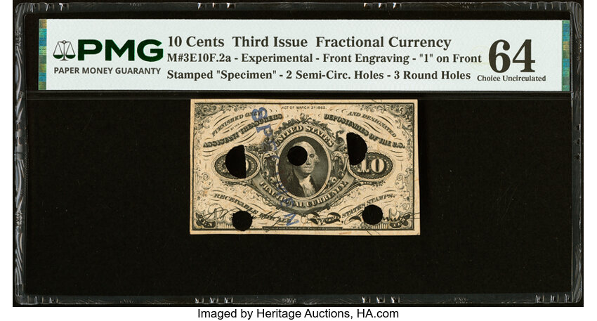  10c Head of George Washington (Fr. 1251) thumbnail 3