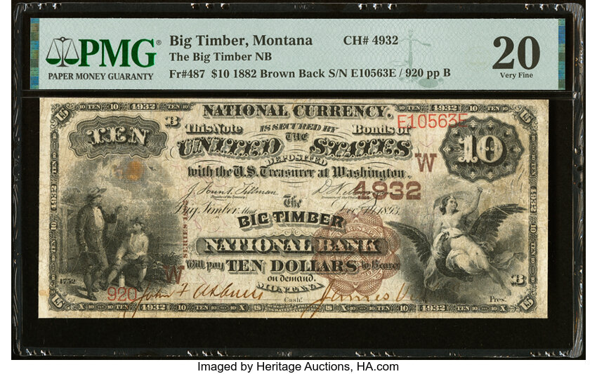 1882 $10  2nd Charter Period, 1st Issue, Brown Back (Fr. 487) thumbnail 4