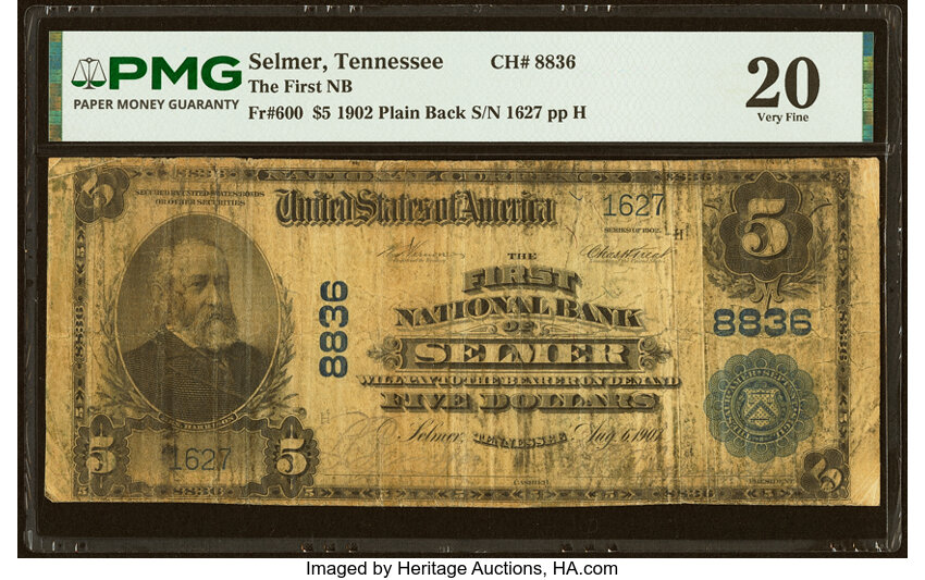 1902 $5  3rd Charter Period, 3rd Issue, Plain Back (Fr. 600) thumbnail 9